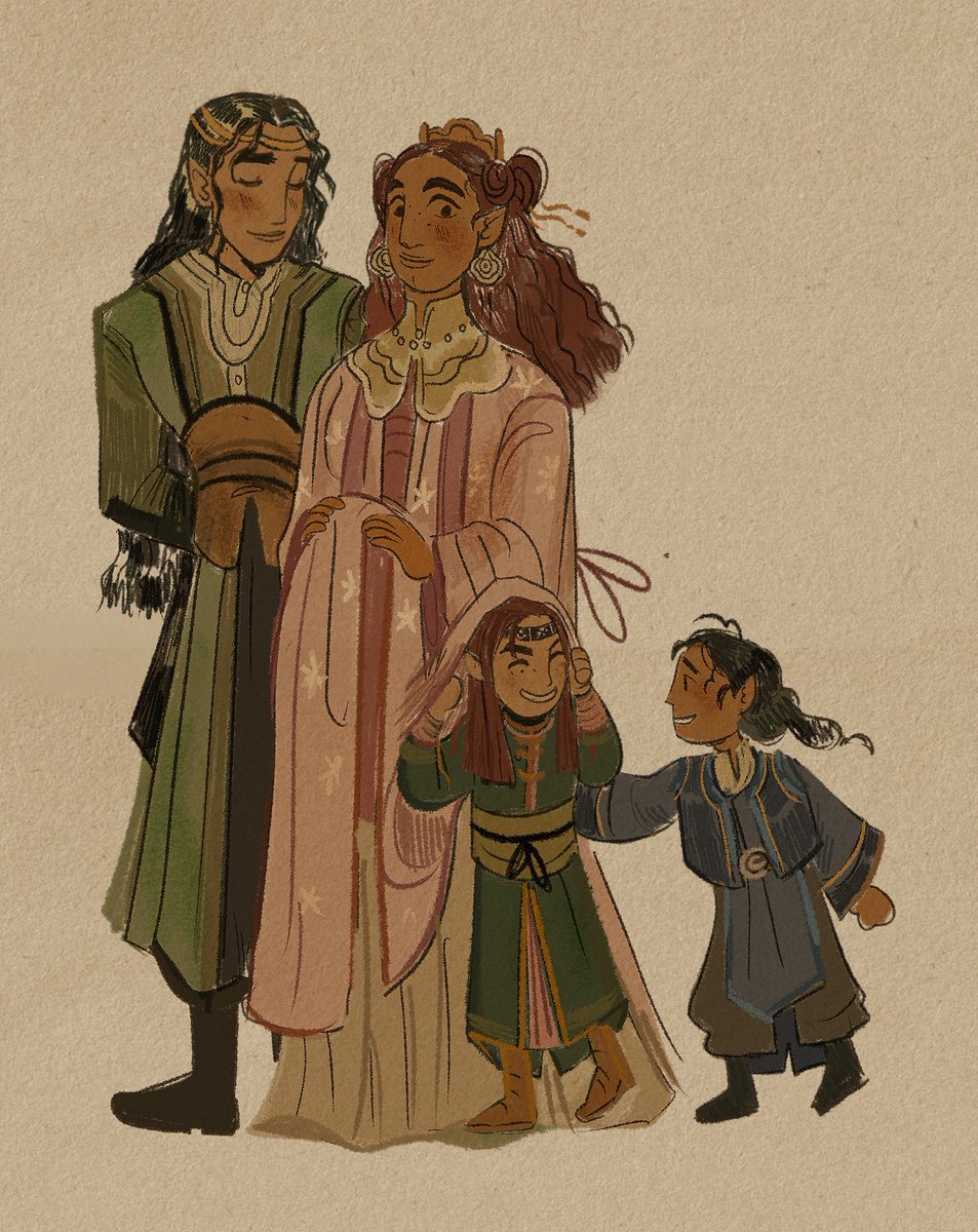 sethpuertoluna's tweet photo. New Family. ( Fëanor, Nerdanel, Maedhros, Maglor) https://t.co/TkElH5A5Ss