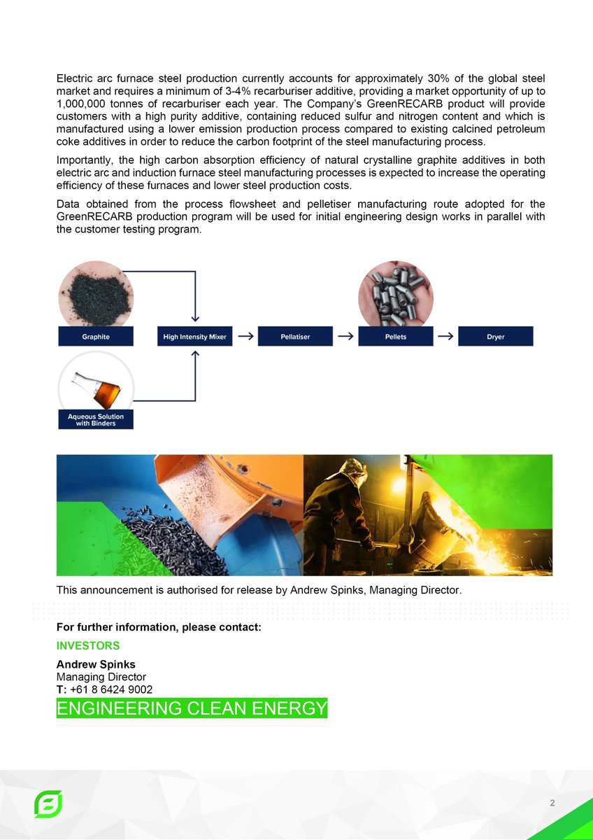 EcoGraf's tweet image. EcoGraf Successfully Produces First GreenRECARB Products. Important Milestone for Australian #BatteryAnodeMaterial Facility Global Product Development Program. Read #ASX Announcement: bit.ly/3fQzjLE

ASX: $EGR FSE: $FMK OTCQX: $ECGFF

#GreenRECARB #Sustainability #HFfree