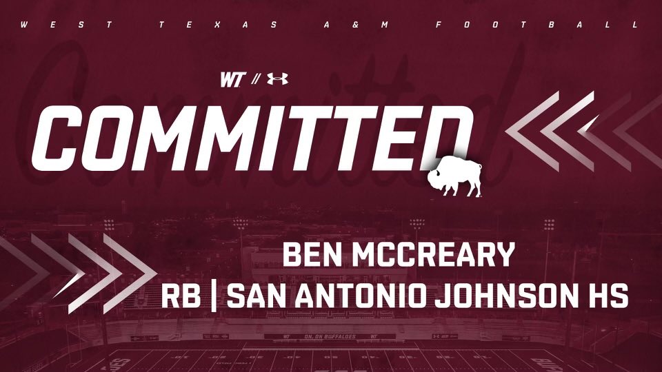 BenMcCreary24's tweet photo. I want to thank all of the programs that recruited me I’m truly grateful.  But today I’m excited to announce that I’ve committed to West Texas A&amp;M! Buffs Let’s Go! #toGodBetheGlory @Coachwillwagner @Coach_HunterH https://t.co/ikUnUH5fAx