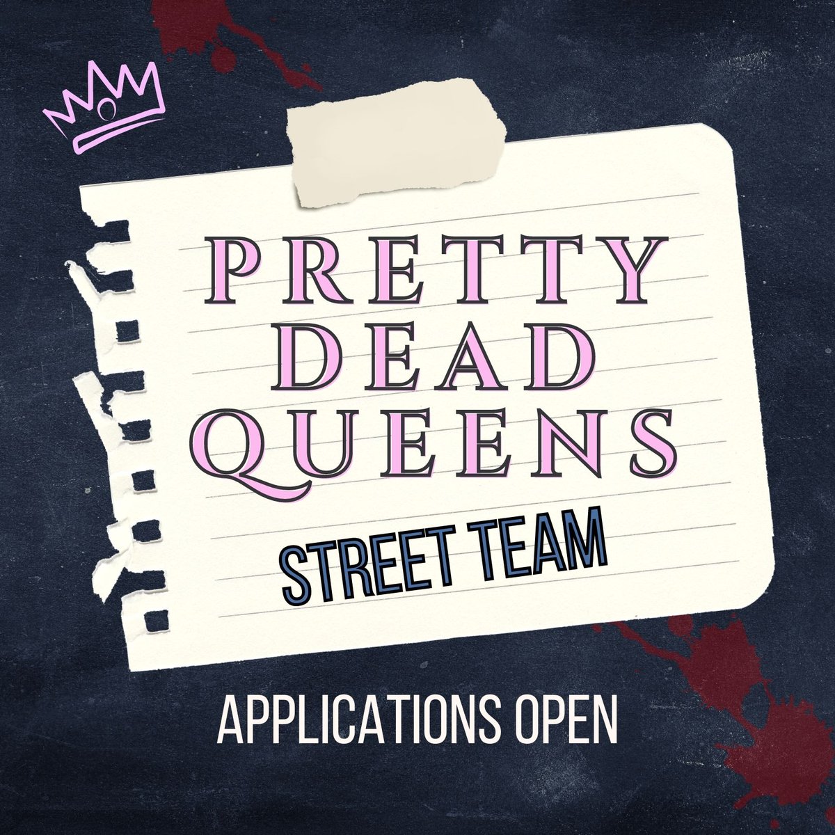 Calling all YA thriller book lovers: I'm launching a street team for my 2nd YA thriller Pretty Dead Queens! Apply now-Feb 4 to join. More details at the link.

bit.ly/pdqstreetteam