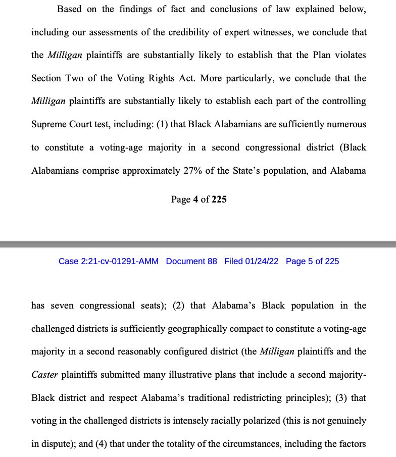 mcpli's tweet photo. 🚨🚨 BREAKING: Federal court blocks Alabama's congressional map for failing to create second Black majority district. Order here:  https://t.co/sYTHvqv9qY https://t.co/WkHj80yYgQ
