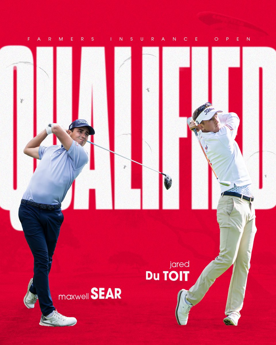 PGATOURAmericas's tweet photo. Familiar faces in the field this week at the @FarmersInsOpen 👀

2021 @PGATOURCanada members (and fellow Canadians 🇨🇦) Maxwell Sear &amp; @JaredDuToit both qualified on Monday and will be in the field at Torrey Pines. https://t.co/XaXNTQOfsJ