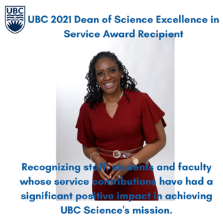 Congratulations to @Sistainscience for being recognized for her immense contributions to the UBC Science community! #excellence