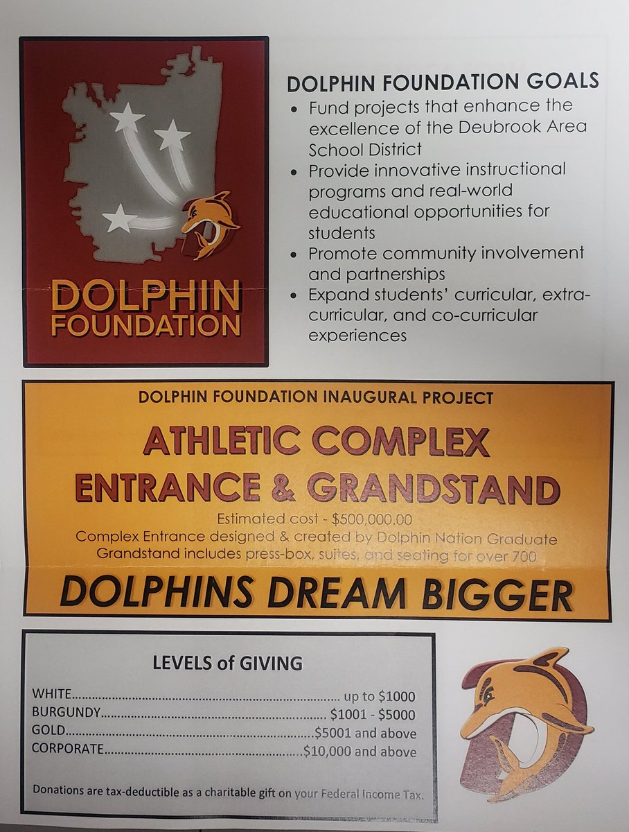 We are excited to announce the establishment of the Dolphin Foundation!  As the foundation goals explain, the Foundation promotes community involvement and partnerships and invites all of you to have a part in our work to make Dolphin Nation everything it can be.