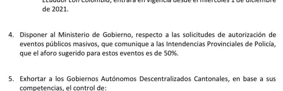 egarcerant's tweet photo. @solepatinoa @wpoveda82 @BaquerizoD Resolucion COE Nacional, 29 de noviembre, en respuesta a variante Ómicron, punto 4. Anunciado en cadena nacional por el Presidente de la República. ESA es la base con la que la FEF trabajó. Saludos https://t.co/nqhtqbgsb7