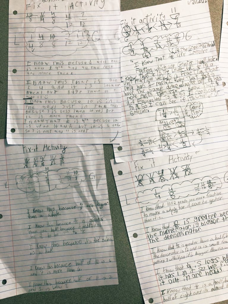 ashleyk_gray's tweet photo. The “Fix-It” Activity to help compare fractions is one of my favorite things to do with my students! They are able to reason through and put in order 5 fractions. It truly shows their understanding of comparing them🙌🏻 https://t.co/338ZGKHb6w