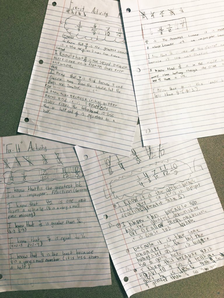 ashleyk_gray's tweet photo. The “Fix-It” Activity to help compare fractions is one of my favorite things to do with my students! They are able to reason through and put in order 5 fractions. It truly shows their understanding of comparing them🙌🏻 https://t.co/338ZGKHb6w