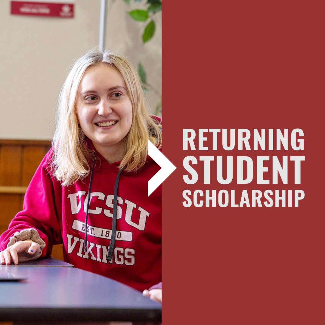 VCSU's tweet photo. 👨🏽‍💻 Only a few weeks left to submit your application for the returning student scholarship!

➡️ It takes less than 5 minutes to apply. Find out if you are eligible, then submit your application by Feb. 15: https://t.co/kISTnbjmin https://t.co/o8V1NB5wLL