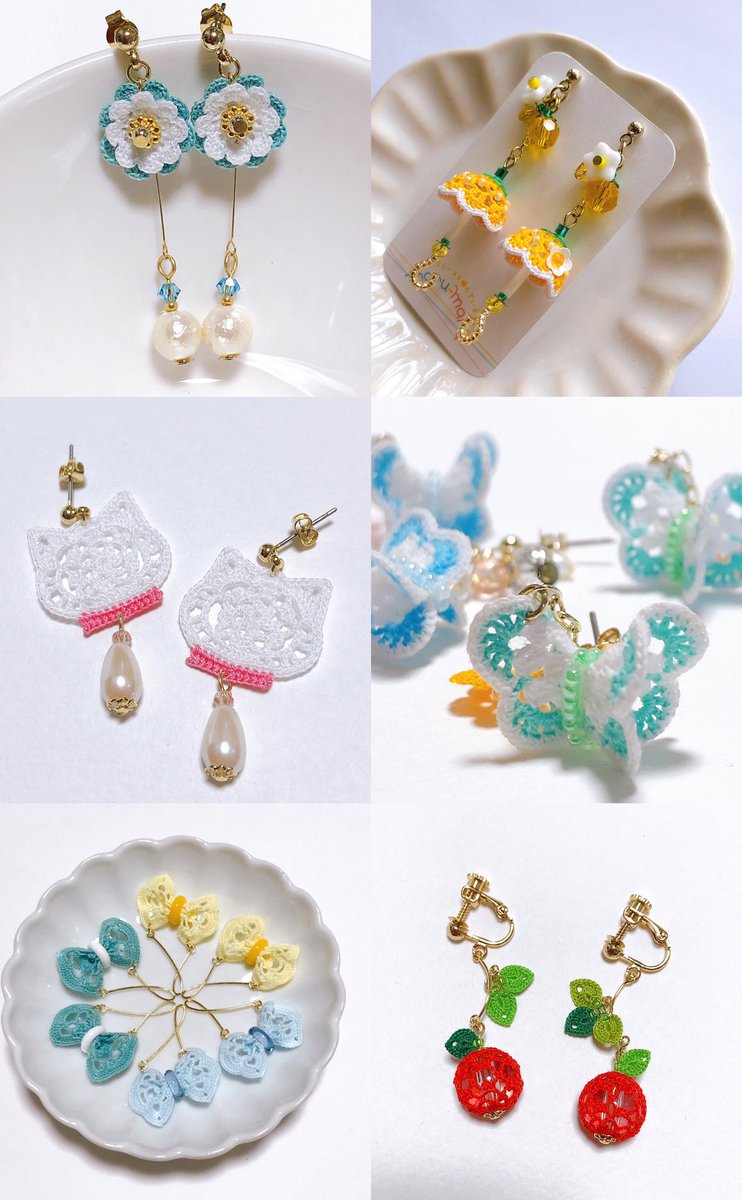 小さなレース編みのアクセサリーを作っています🎀

1目1目丁寧に、レース編みの繊細さを大切に、作品作りをしています。

✤委託先：雑貨家 クーデクレ様(<a href="/Queue_de_cle/">手作り雑貨家 クーデクレ Queue.de.clé</a>)
✤イベント: 2/16〜3/2からほりらへんinうめだハンズ
✤minne:minne.com/@maru-maru01

<a href="/Lupopo_cafe/">*LUPOPO cafe&gallery* 三軒茶屋の糖質オフのケーキ専門カフェとハンドメイドのお店</a>様 ありがとうございます☆