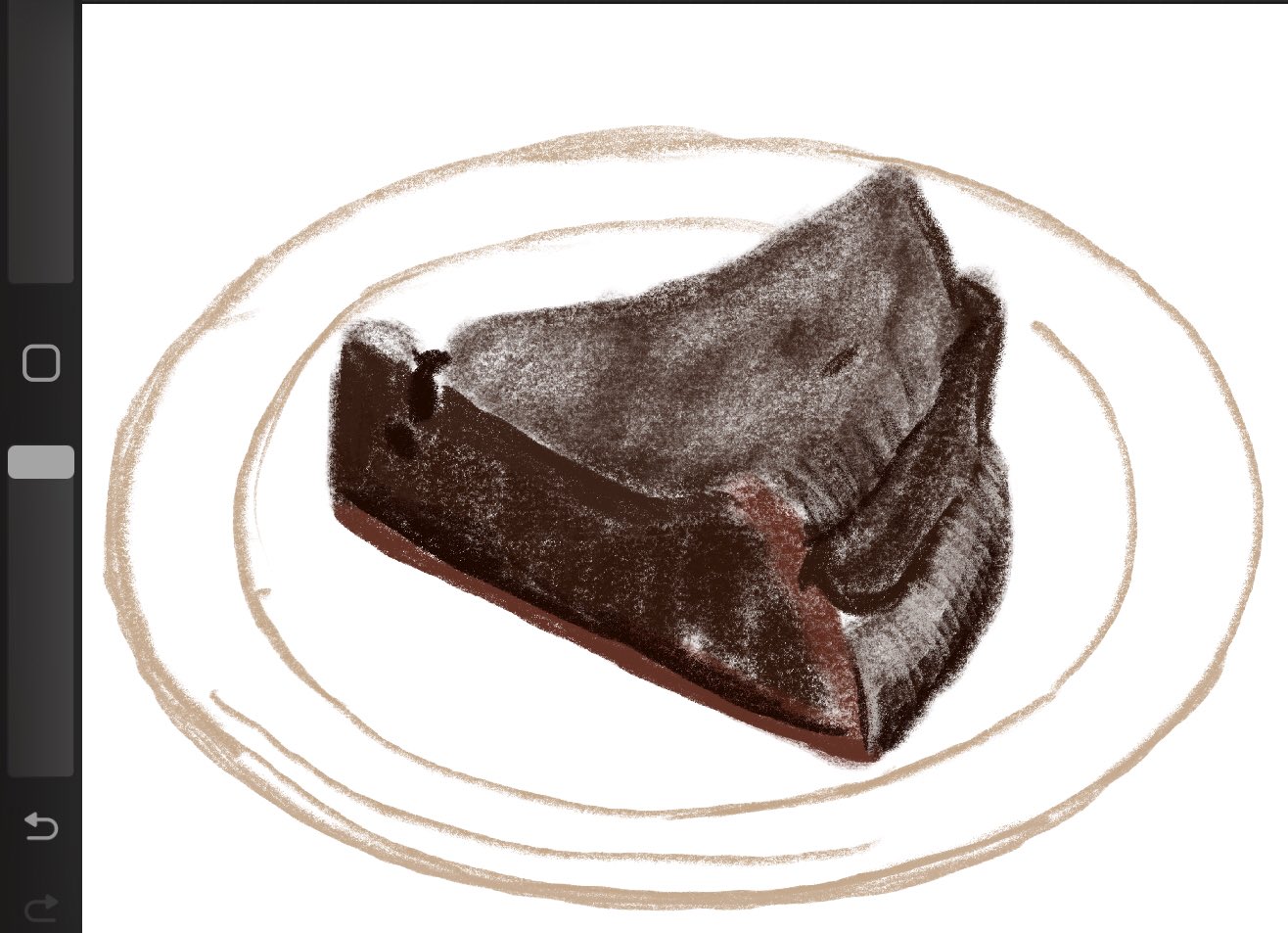 あすなろ 挿絵店 洋菓子強化週間４日目 プリンの予定を変更してガトーショコラのイラスト 描き始めました なぜなら昨日チョコレートケーキのイラストがたくさんダウンロードされたからです 2匹目のドジョウ 狙っていきましょう イラスト T Co