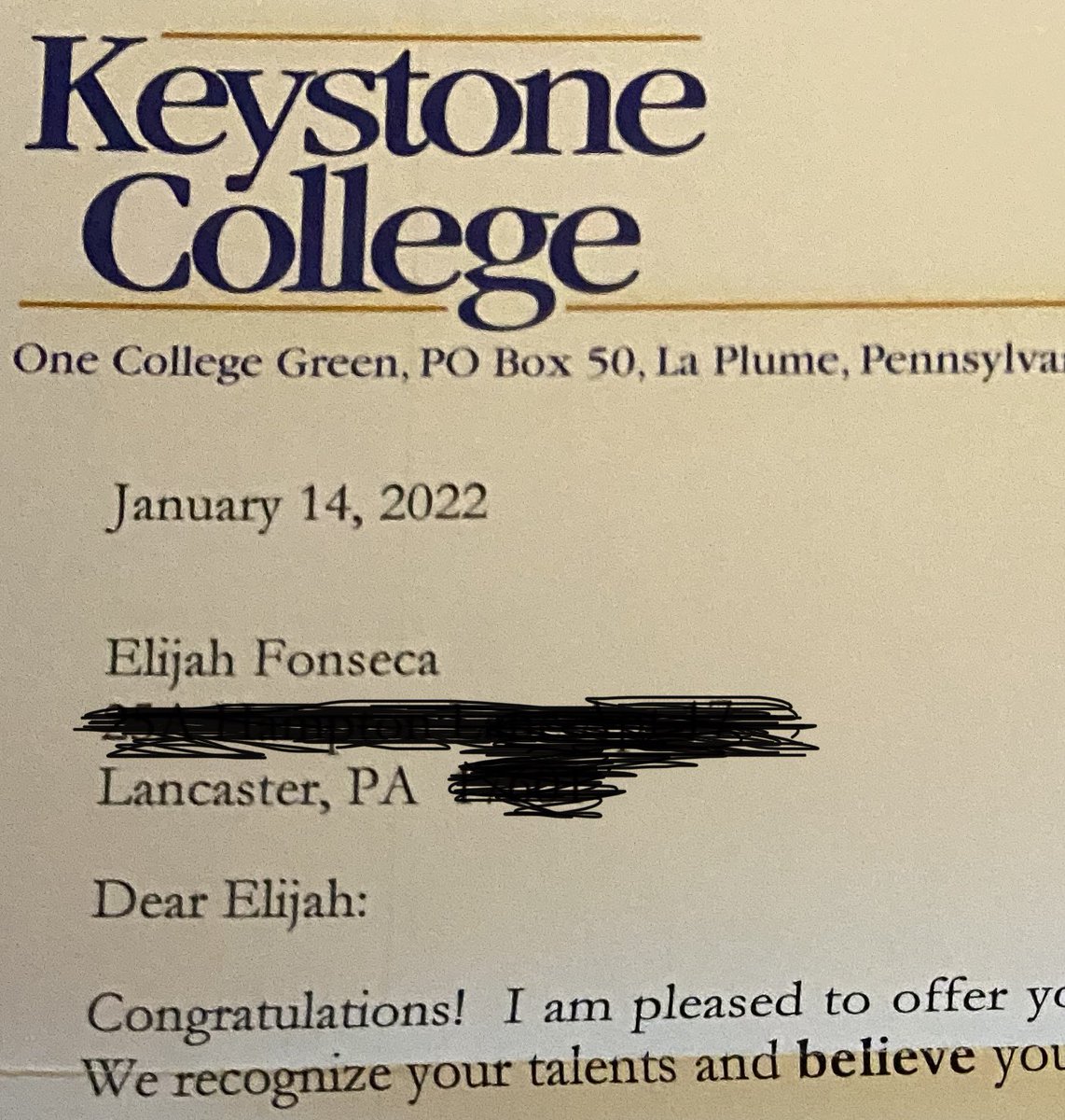Blessed, happy and proud to say I received my first acceptance letter from Keystone college.
#1Day1Brick
#KeystoneStrong
#GoGiants