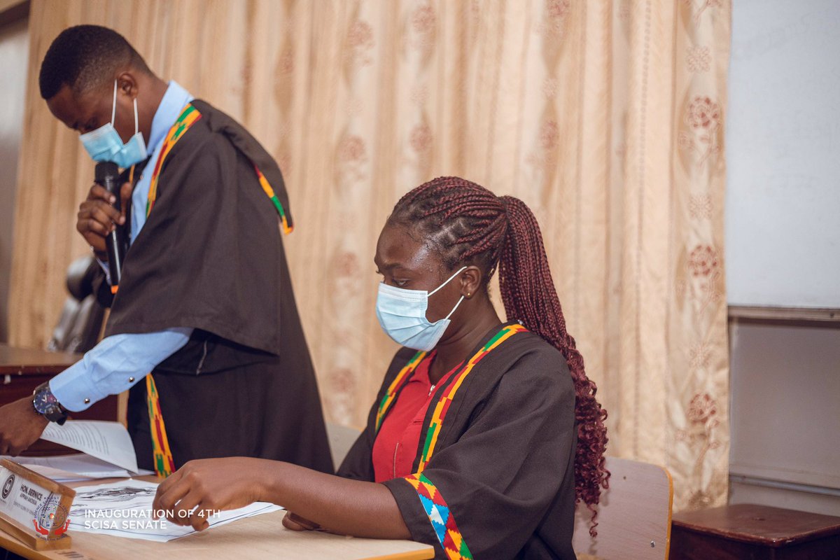 thescisasenate's tweet image. The Clerk and his deputy of the 4th Senate, Hon. Justice Kelvin Kwadzo, and Hon. Bernice Akosua Appiah performed their administrative task as required by the standing orders. 

#ScisaSenate
#ScisaKNUST