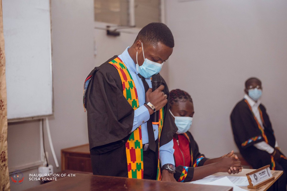 thescisasenate's tweet image. The Clerk and his deputy of the 4th Senate, Hon. Justice Kelvin Kwadzo, and Hon. Bernice Akosua Appiah performed their administrative task as required by the standing orders. 

#ScisaSenate
#ScisaKNUST