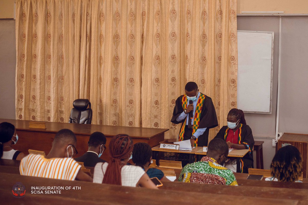 thescisasenate's tweet image. The Clerk and his deputy of the 4th Senate, Hon. Justice Kelvin Kwadzo, and Hon. Bernice Akosua Appiah performed their administrative task as required by the standing orders. 

#ScisaSenate
#ScisaKNUST