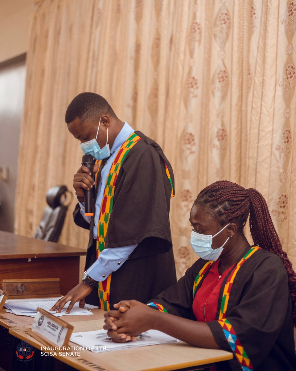 thescisasenate's tweet image. The Clerk and his deputy of the 4th Senate, Hon. Justice Kelvin Kwadzo, and Hon. Bernice Akosua Appiah performed their administrative task as required by the standing orders. 

#ScisaSenate
#ScisaKNUST