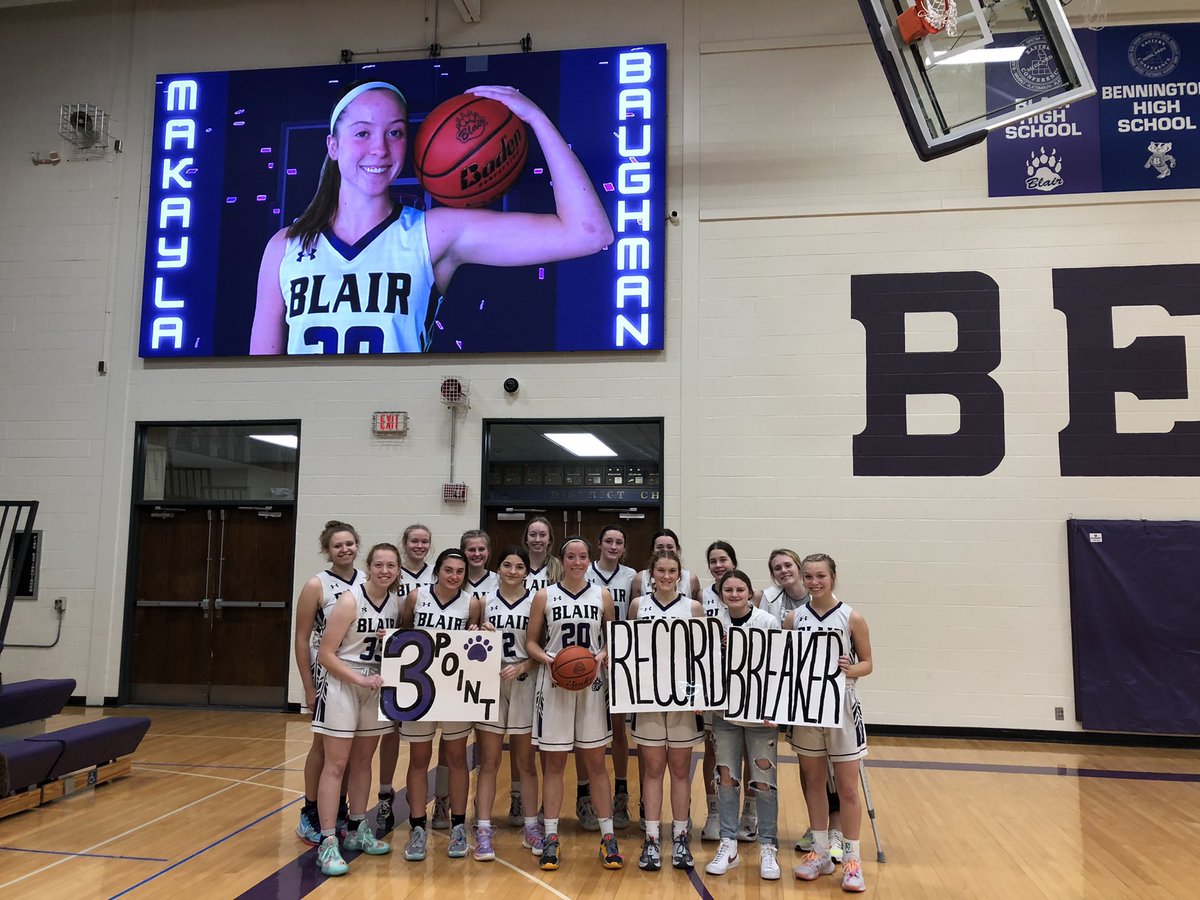 Congratulations to <a href="/BaughmanMakayla/">Makayla Baughman</a> on breaking the school record for career 3 pointers made.  Makayla now has 108 career 3 pointers!  🐻🏀💜 #FINISH