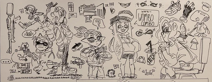 A bunch of Splatoon doodles from class. 