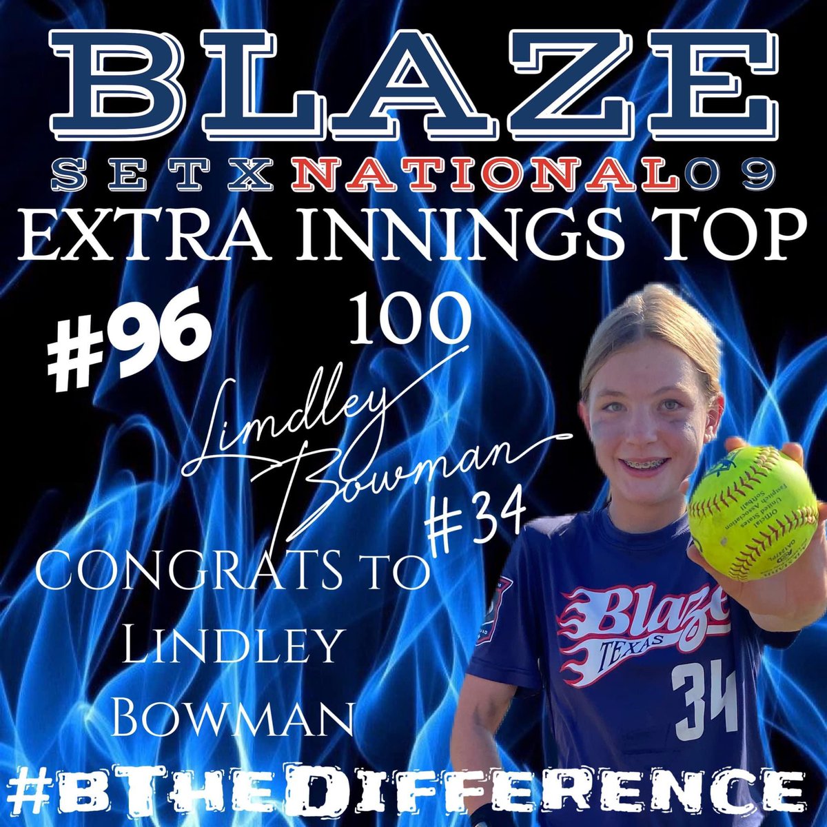 txblazegold09's tweet photo. Congrats to our #34 Lindley Bowman! We are Super proud of her being recognized by @ExtraInningSoftball for her hard work. They started the top Elite 100 in the country today &amp; Lindley was recognized at #96. Keep working hard! it will always pay off!#bBlaze @BlazeFastpitch https://t.co/gES5qTdOew