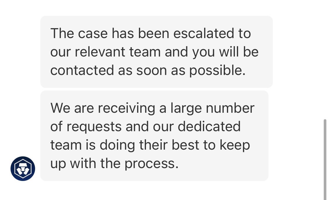 IAmAmeYeah's tweet photo. @cryptocomcs @cryptocom @Kris_HK Doing it but it’s nonsense I’m getting in return 😡

This is the same 💩 different day! 
This status hasn’t changed for more than a month now.. Hence leading me to question the competence of your investigation team!! https://t.co/WRNocvvcmo