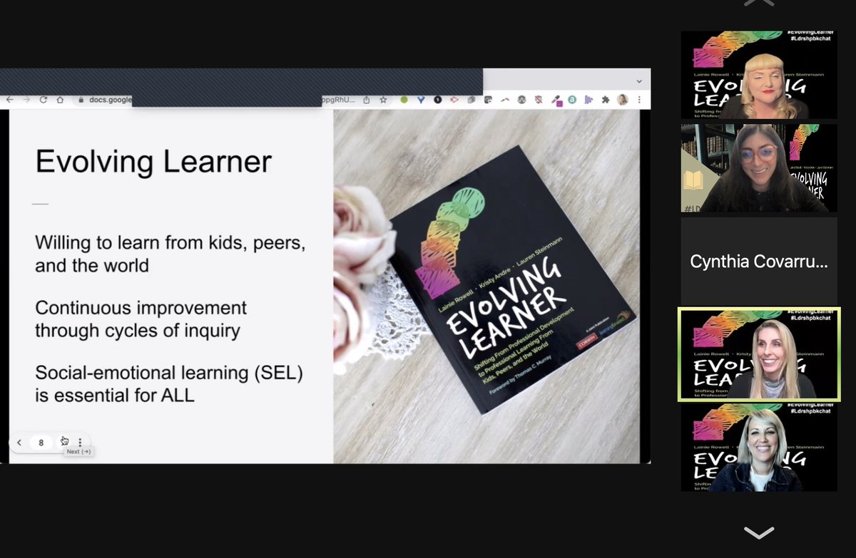 I 💗 talking all things <a href="/evolvinglearner/">Evolving Learner</a>.

➡️I couldn't miss a session w/<a href="/LainieRowell/">Lainie Rowell</a> <a href="/drkristyandre/">Kristy Andre, Ed.D.</a> <a href="/LaurenMStein/">Lauren Steinmann EdD</a> &amp; <a href="/DrRenaeBryant/">Dr. Renae Bryant</a>!

🎯The breakout room ?s were thoughtful &amp; helped me reflect on my current practices &amp; my "It Would Be Cool Ifs."

#LdrshpBkChat #EvolvingLearner