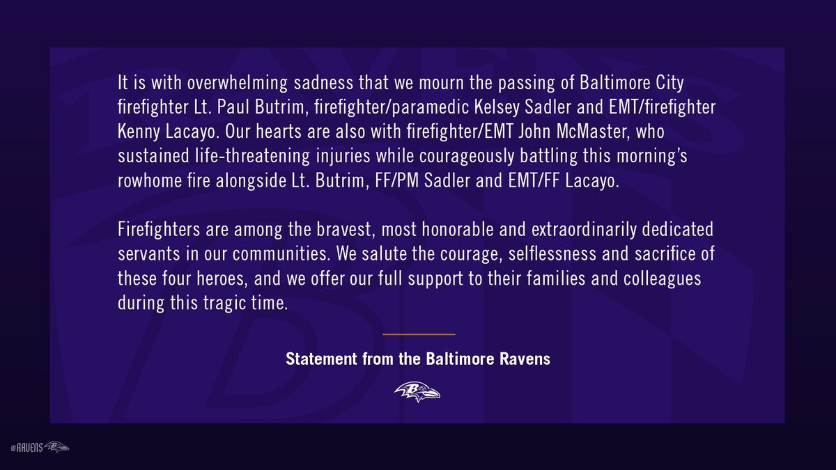 Statement from the Baltimore Ravens.