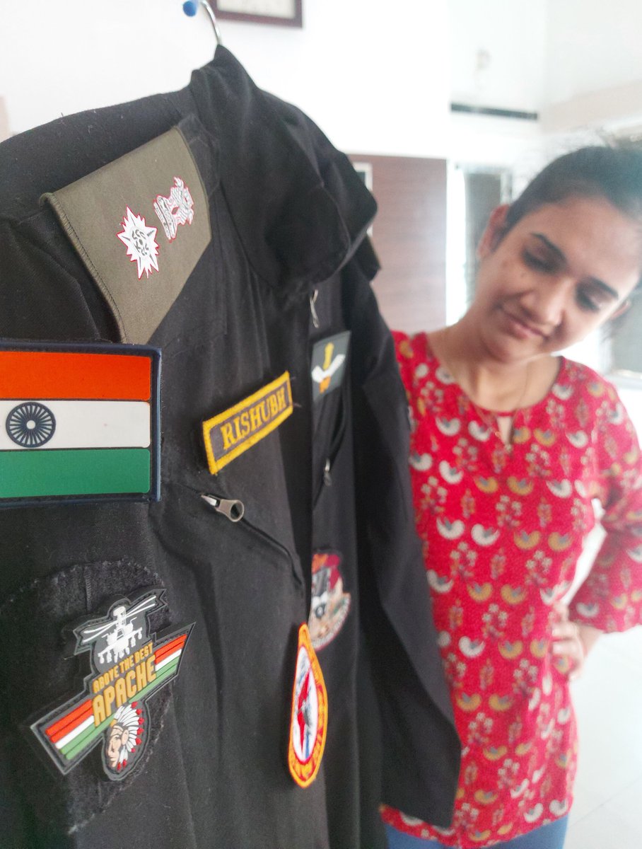 Radha displaying uniform which her husband

LIEUTENANT COLONEL RISHUBH SHARMA
254 ALH

was wearing when he immortalized in Dhruv helicopter crash at Basohli in J&K on 25 January 2021.

Homage to Lieutenant Colonel Rishubh Sharma on his balidan diwas today.

#VeerYatra continues.. https://t.co/gT8ElwfldZ