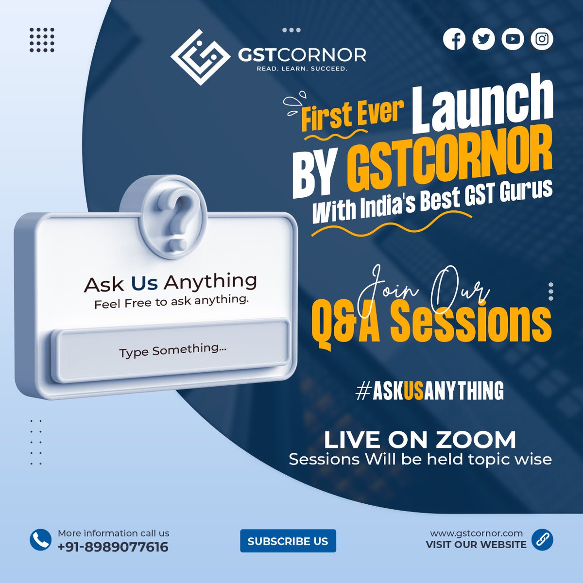 gstcornor's tweet photo. 📣 #GST Live Q&amp;A Session

We are coming up with #Live Q &amp; A Session in GST for the Professionals &amp; Taxpayer. 

This will surely #support to make better decision in solving GST Complexity &amp; Issues

#Something Awesome is Coming Soon.

Be First to Know #Stay Tuned

#GST #comingsoon https://t.co/o7rptXP5PG