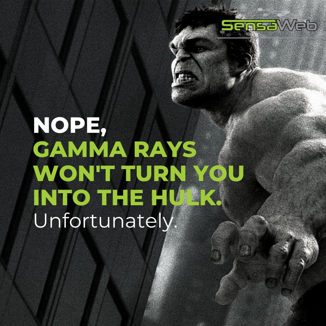 sensa_web's tweet image. Unfortunately, gamma rays won’t turn you into a huge and incredibly strong superhero. 😭

Gamma rays can easily pass through your skin and clothing and high-level exposure can damage tissue and DNA. 

#SensaWeb #Radiation