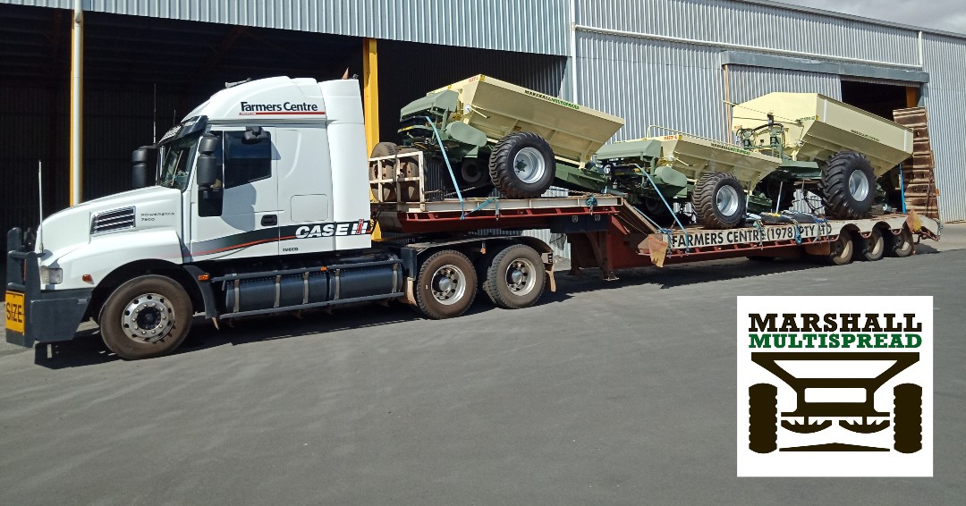 Loaded up and  leaving Roesner Pty Ltd
Marshall Spreader design options include the Type D Spinner System, a 3m track model for controlled track farming and the Marshall smart phone app for remote access to machine calibration data. 
#MadeInWA 
#FarmingWA
#FarmersCentre78