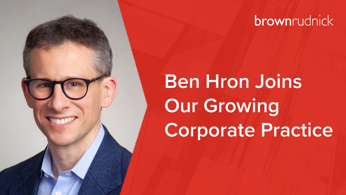 We're pleased to welcome Benjamin Hron to the Firm as a partner in our Corporate practice in Boston. Learn more about Ben's practice here: bit.ly/3fTzd5R