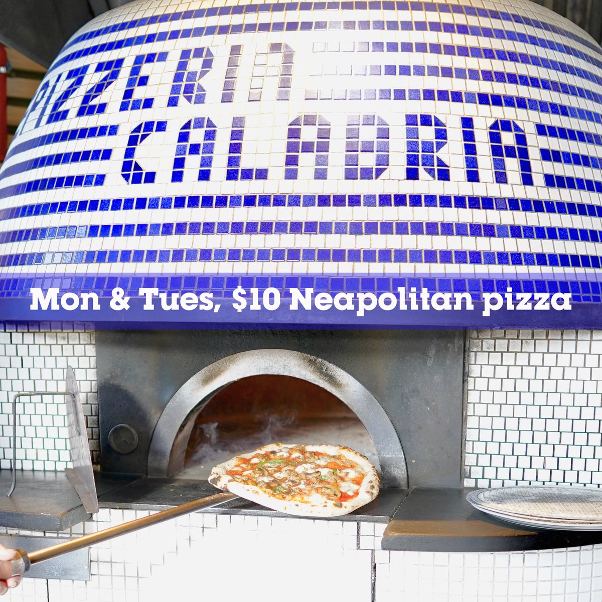 Mondays and Tuesdays, Neapolitan pizza is $10 at @CaffeCalabria. ❤️🇮🇹🍕