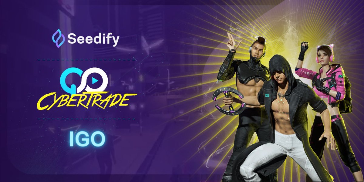 The @CyberTradeGame Metaverse is an open world providing AAA MMORPG experience built by @qorpoco

@CyberTradeGame IGO is scheduled on <a href="/SeedifyFund/">Seedify</a>

🗓 Private IGO - 24 Jan (Completed)
Price: $0.05

🗓Public IGO - 25 Jan
Price: $0.07

Details : blog.seedify.fund/cybertrade-rac…