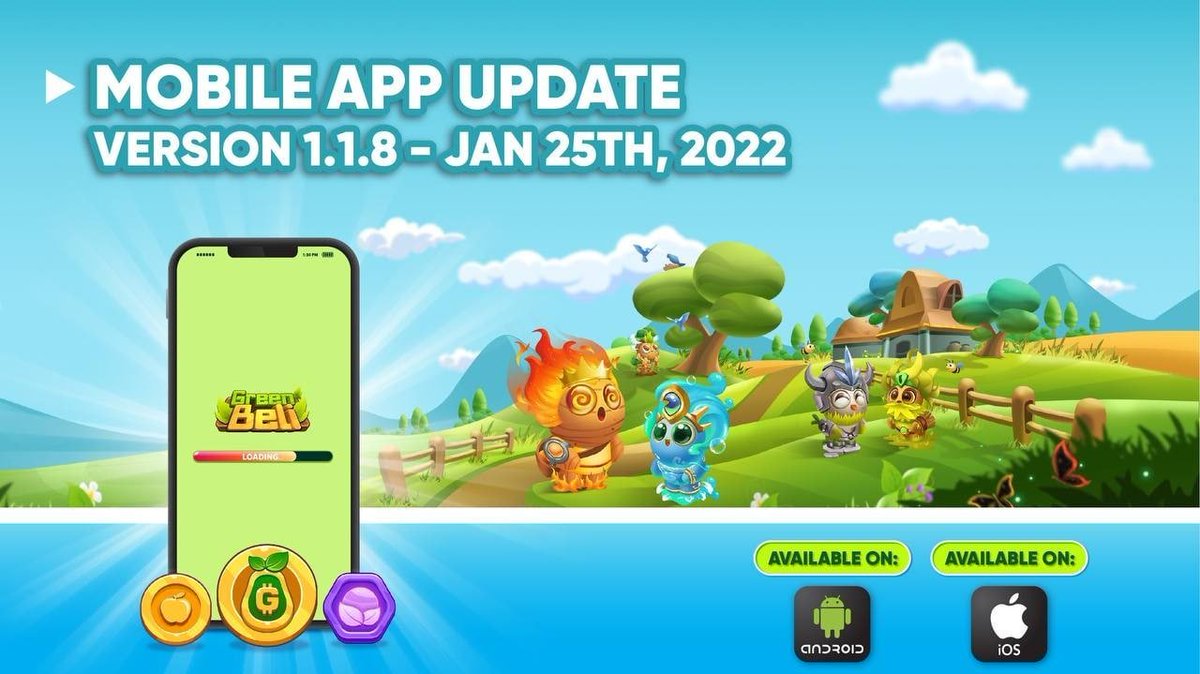 Green_Beli's tweet photo. MOBILE APP UPDATE VERSION 1.1.8 - JAN 25TH, 2022
🪴 #Android: https://t.co/LmNXRPBb5n
🪴 #iOS: Available soon, stay tuned.
🪴 To play on mobile, you must create a Binding Account: https://t.co/z2Equw26eN
📌  Make sure you are using the latest version 1.1.8 to avoid errors.
#GRBE https://t.co/JLQmbiRNHN