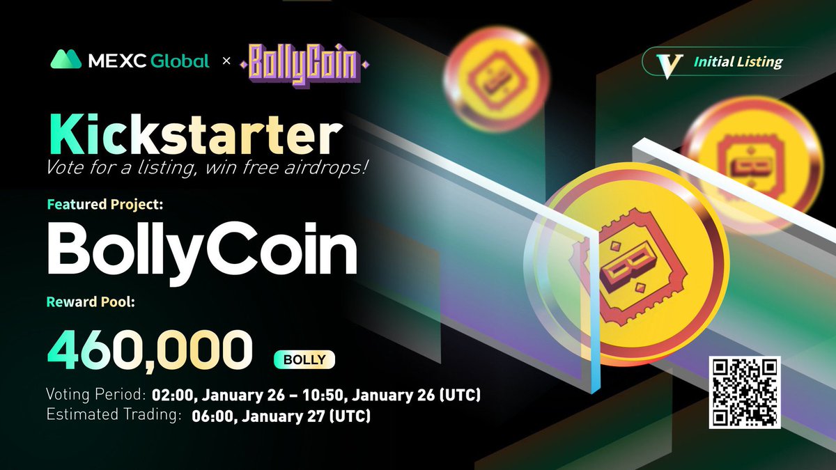 MEXC's tweet photo. Presenting the new #Kickstarter session with @bollycoin

🗳Vote with $MX to get $BOLLY listed and share 460,000 $BOLLY
⏰Period: 02:00 - 10:50 Jan 26 (UTC)
📈Estimated trading: 06:00 Jan 27 (UTC)

Details: https://t.co/GKCihJ1mmI

#bollycoin #Cryptos #MEXCGlobal #Bollywood https://t.co/u2e2PVJg6D