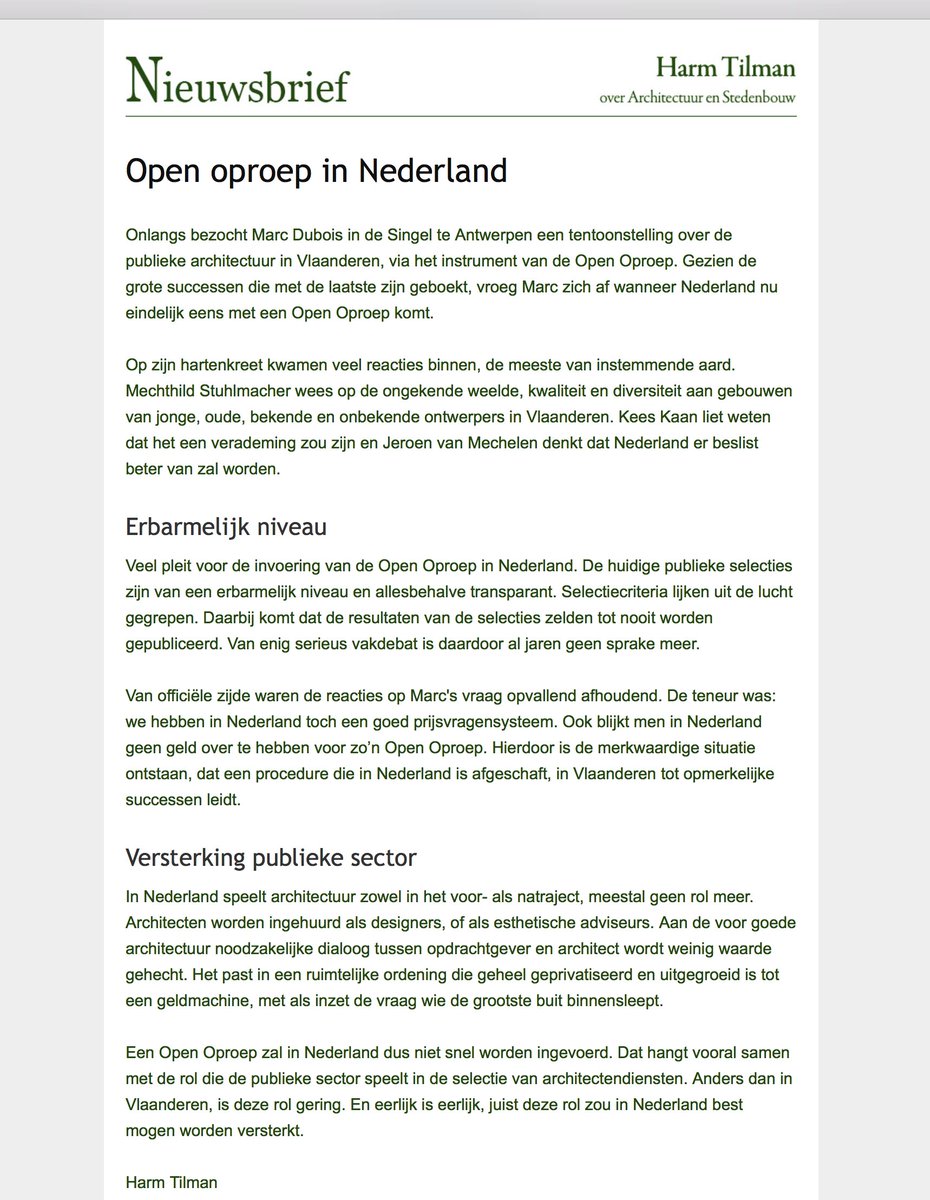 mdbstedenbouw's tweet photo. Zorgwekkend bericht van @HarmTilman :

"De huidige publieke selecties zijn van een erbarmelijk niveau"
"In Nederland speelt architectuur zowel in het voor- als natraject, meestal geen rol meer"

Is de teloorgang van onze prachtige Nederlandse architectuurcultuur nog te keren? https://t.co/Dj0pQGkKAy