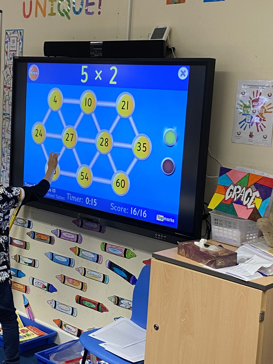 MissMcNamaraSPS's tweet photo. Boseman class had lots of fun yesterday for Times Table Rockstar Day! Children played maths games, did maths puzzles but their favourite had to be hit the button! Top score of 34 in 1 minute! @sps_miss https://t.co/97L8pexaKS
