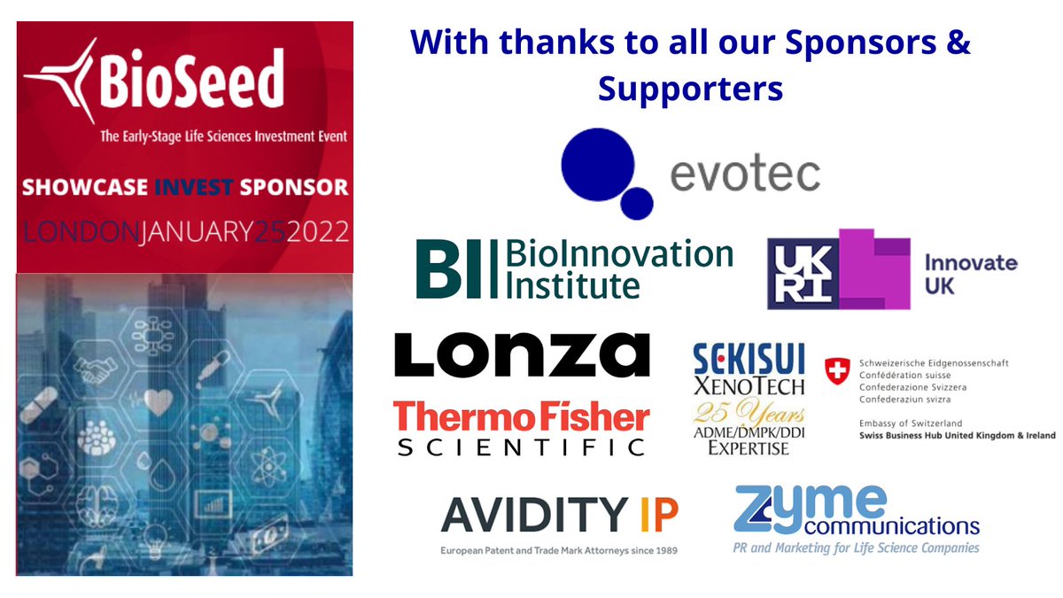 BioSeed® (@bioseedevent) on Twitter photo Thank you to all our #BioSeed Event Sponsors & Supporters @evotec, @InnovateUK, <a href="/BioCPH/">BioInnovation Institute</a>, <a href="/thermofisher/">Thermo Fisher</a>, <a href="/LonzaGroup/">Lonza</a>, <a href="/SwissEmbassyUK/">Swiss Embassy UK</a>, <a href="/XenoTechllc/">XenoTech</a>, <a href="/AvidityIP/">Avidity IP</a>, <a href="/ZymeComms/">Zyme Communications</a>
#Innovation #Investment #Showcase #Funding #lifesciences Thank you to all our #BioSeed Event Sponsors & Supporters @evotec, @InnovateUK, <a href="/BioCPH/">BioInnovation Institute</a>, <a href="/thermofisher/">Thermo Fisher</a>, <a href="/LonzaGroup/">Lonza</a>, <a href="/SwissEmbassyUK/">Swiss Embassy UK</a>, <a href="/XenoTechllc/">XenoTech</a>, <a href="/AvidityIP/">Avidity IP</a>, <a href="/ZymeComms/">Zyme Communications</a>
#Innovation #Investment #Showcase #Funding #lifesciences