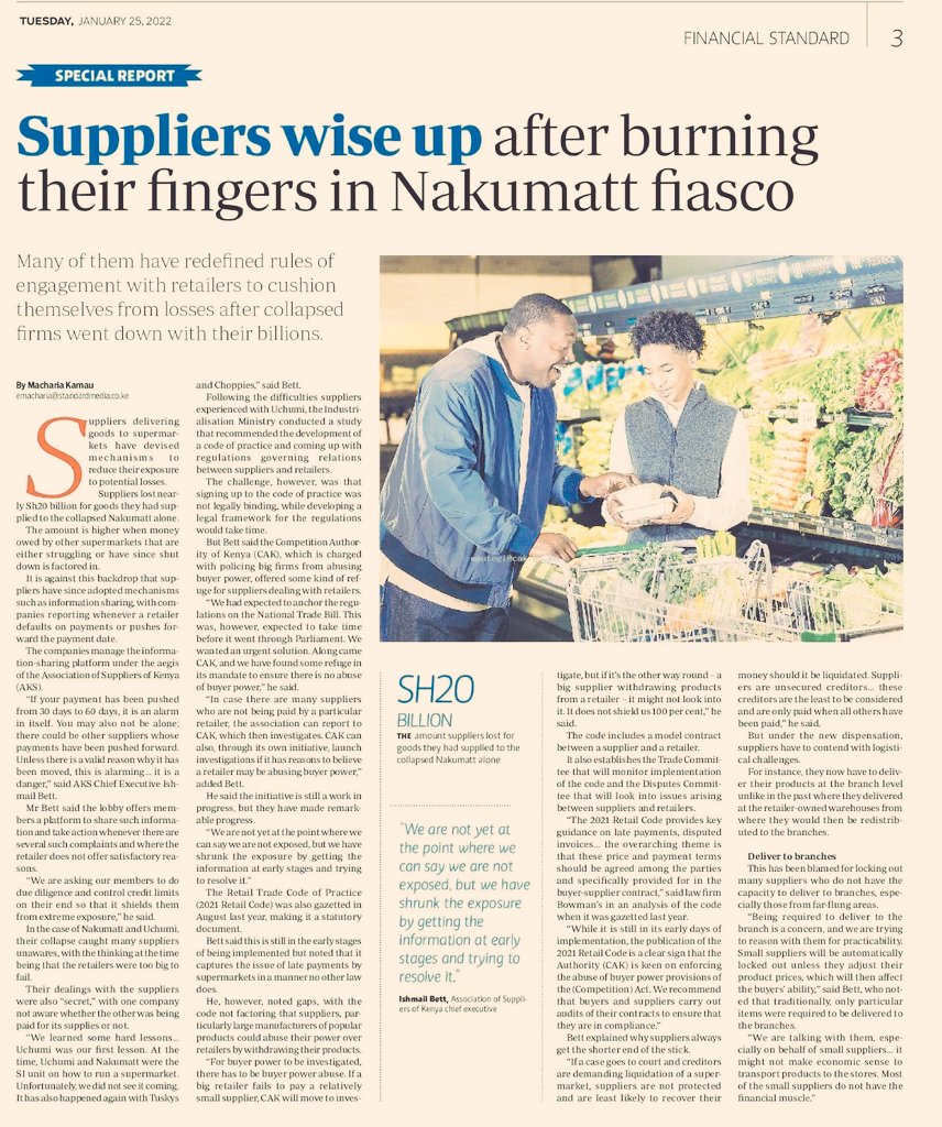 Nakumatt burnt many suppliers' fingers &amp; they learnt to be wiser in dealing with supermarkets: 

"If your payment has been pushed from 30 days to 60 days, it is an alarm in itself. U may also not be alone... Unless there is a valid reason why it has been moved, this is alarming"