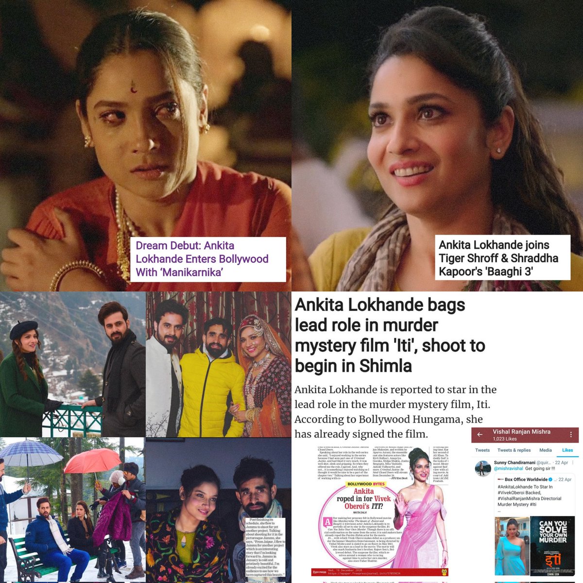 #3YearsOfAnkitaLokhandeInBollywood : from QUEEN OF TV to ONE OF THE TV STARS WHO MADE IT BIG IN BOLLYWOOD.

[ upcoming bollywood movies]

• the last coffee

• Vishal Rajan Mishra 's #ItiCanYouSolveYourOwnMurder 

#3YearsOfManikarnika 

(@anky1912)