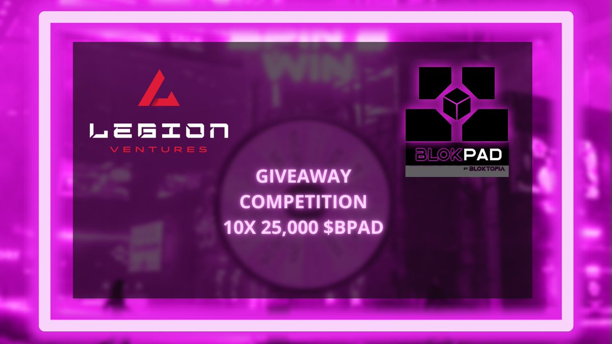 0x_legio's tweet photo. ANOTHER #LegionVentures giveaway!

10x 25,000 $BPAD @OfficialBLOKPAD tokens are up for grabs!

1️⃣ Like and Retweet

2️⃣ Comment using #LegionVentures hashtag

3️⃣ Fill in the form with your details and follow all steps and instructions in the form

https://t.co/tOUDfsponE https://t.co/pMdKaUt7rA