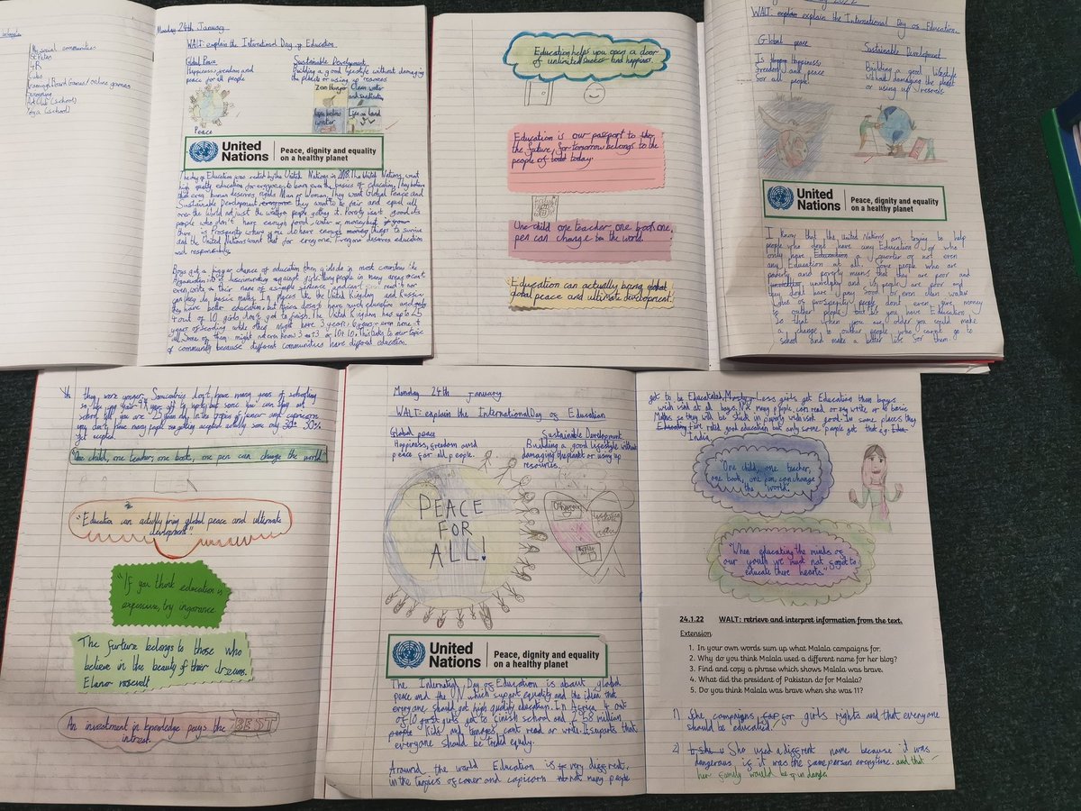 StPetersRud's tweet photo. Some fantastic learning in Year 4 to celebrate the UN's International Day for Education... https://t.co/FKnJ89E3wz