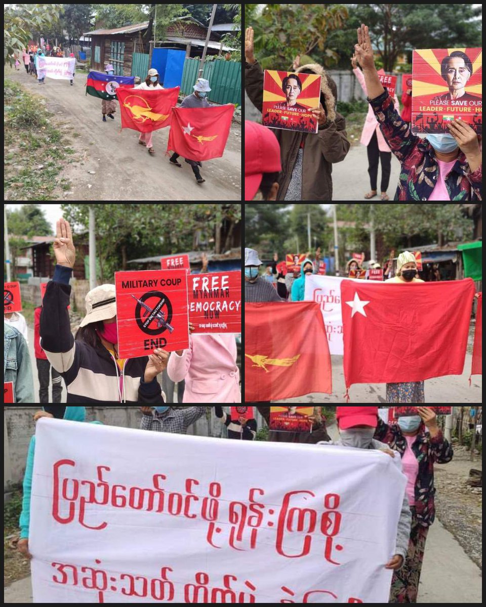 eushwan's tweet photo. Joint forces of pro-democracy villagers of several villages from northern Salingyi township and eastern Yinmarbin township staged a strike against military dictatorship.   #WarCrimesOfJunta #2022Jan25Coup #WhatsHappeningInMyanmar https://t.co/6aqsp9XCpZ