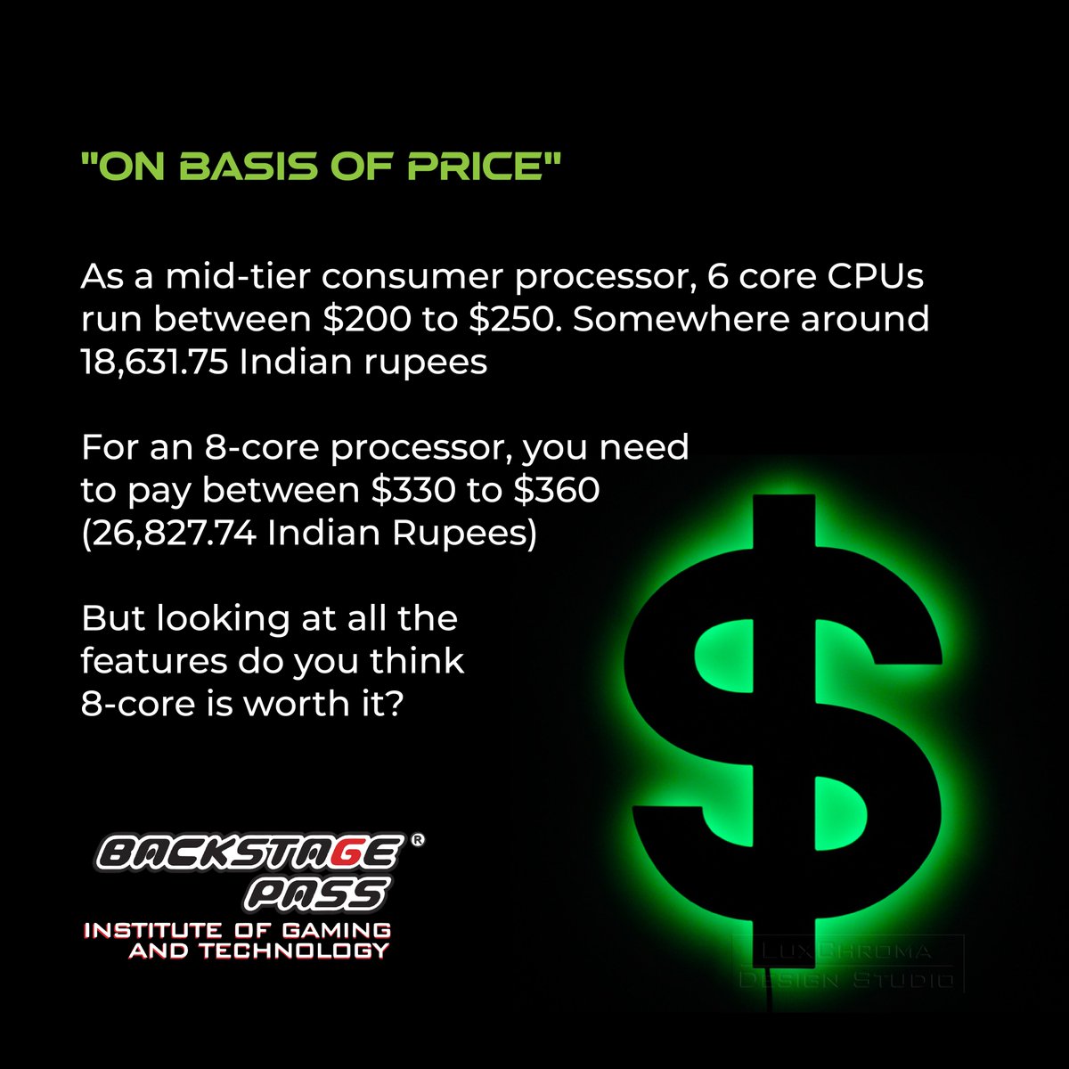 Bsp_Gaming's tweet photo. Here's a comparison between 6 core &amp; 8 core processors if you want to assemble a video game PC.

#bspigt #backstagepassgaminginstitute #6coreprocessor #8coreprocessor #assemble #videogames #pc #comparision #game #games https://t.co/SU5CkRzrb7