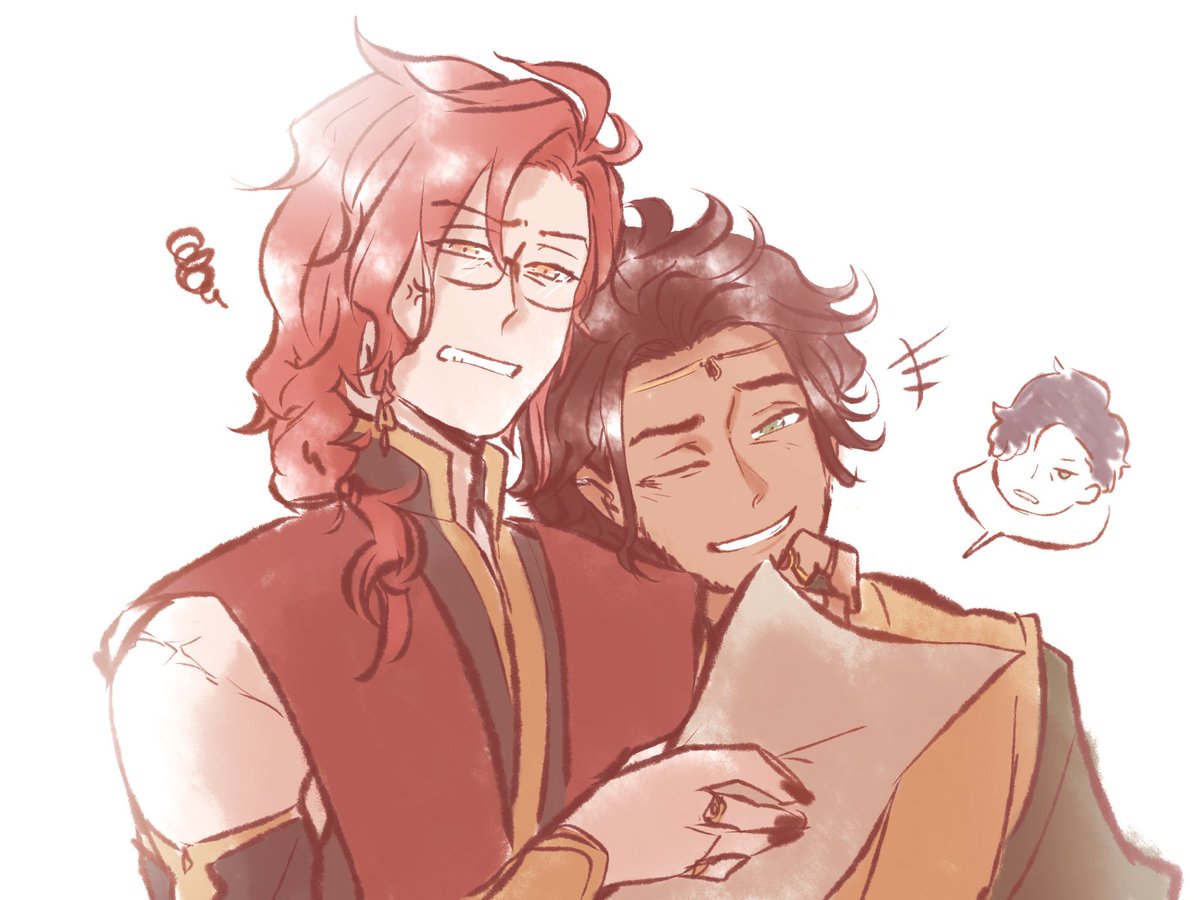 justonevice's tweet photo. thinkin of manda's "all this riot of light" with a post-fic scenario where sylvain gets an annoying missive from hubert...what it says? idk!! but it's fun playing with their expressions 🤭 https://t.co/jsLtJ3HJtH