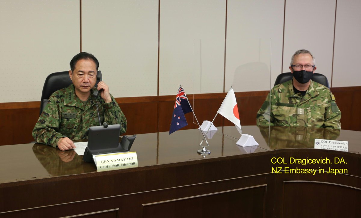 JapanJointStaff's tweet photo. CJJS GEN Yamazaki and @CDF_NZ AM Short reaffirmed JSDF and #NZDefenceForce will closely work together to realize Tonga’s early recovery and sustainable development. Japan will continue its commitment to ensuring stability and prosperity of Pacific island nations. #OpTongaAssit https://t.co/D6SG32vNOL