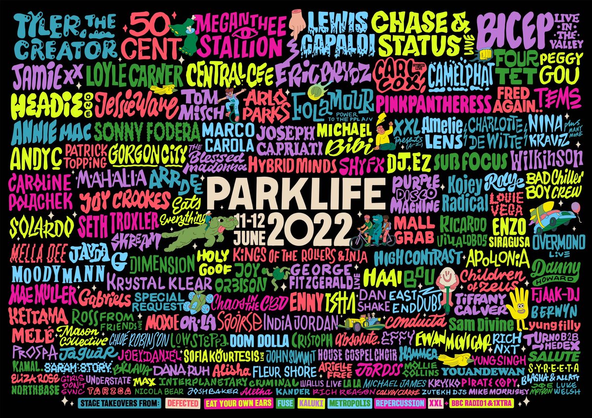 Sacha_Lord's tweet photo. Full ⁦@Parklifefest⁩ 2022 line up revealed: https://t.co/rvXW0YeenL