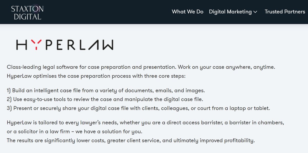 MattWistow's tweet photo. Delighted to be partnering with @RichGDibbins. and @StaxtonDigital to spread the message re HyperLaw #Legal case preparation, analysis and  presentation #software . #legaltech #Litigation #Dispute 
https://t.co/5FOm3nAcVw https://t.co/r925TbJh3K