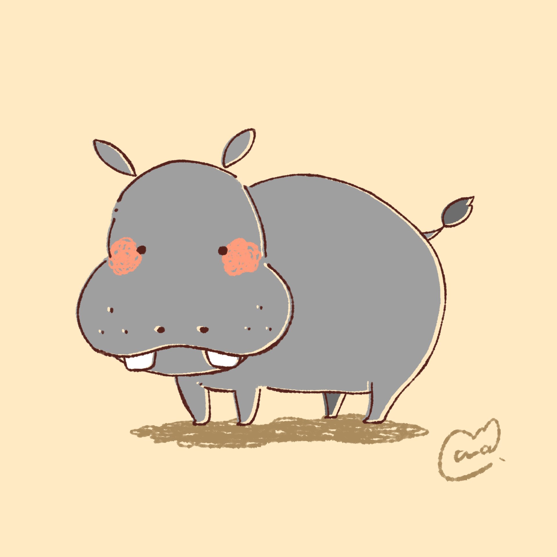 うさたろう カラフルカバ イラスト ゆるいイラスト みんなで楽しむtwitter展覧会 カバ T Co Iipb3iujvn Twitter