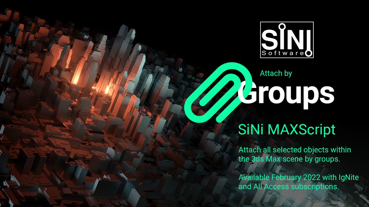 In February we will be dropping our new MAXScript - Attach By Groups. 

Attach By Groups is designed to attach all selected objects by groups with one-click, or use with the BATCH MAXScript for multiple 3ds Max scenes. 

#sinisoftware #attachbygroups #3dsmax #maxscript