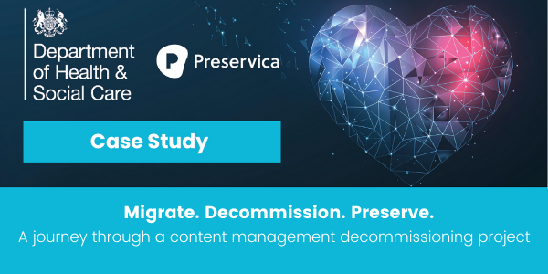 Learn how the Records Team at <a href="/DHSCgovuk/">Department of Health and Social Care</a> is ensuring full and transparent accountability for tens of millions of digital records dating back to the 1980's. 

Read about their incredible journey through a content management decommissioning project here: preservica.com/resources/cust…